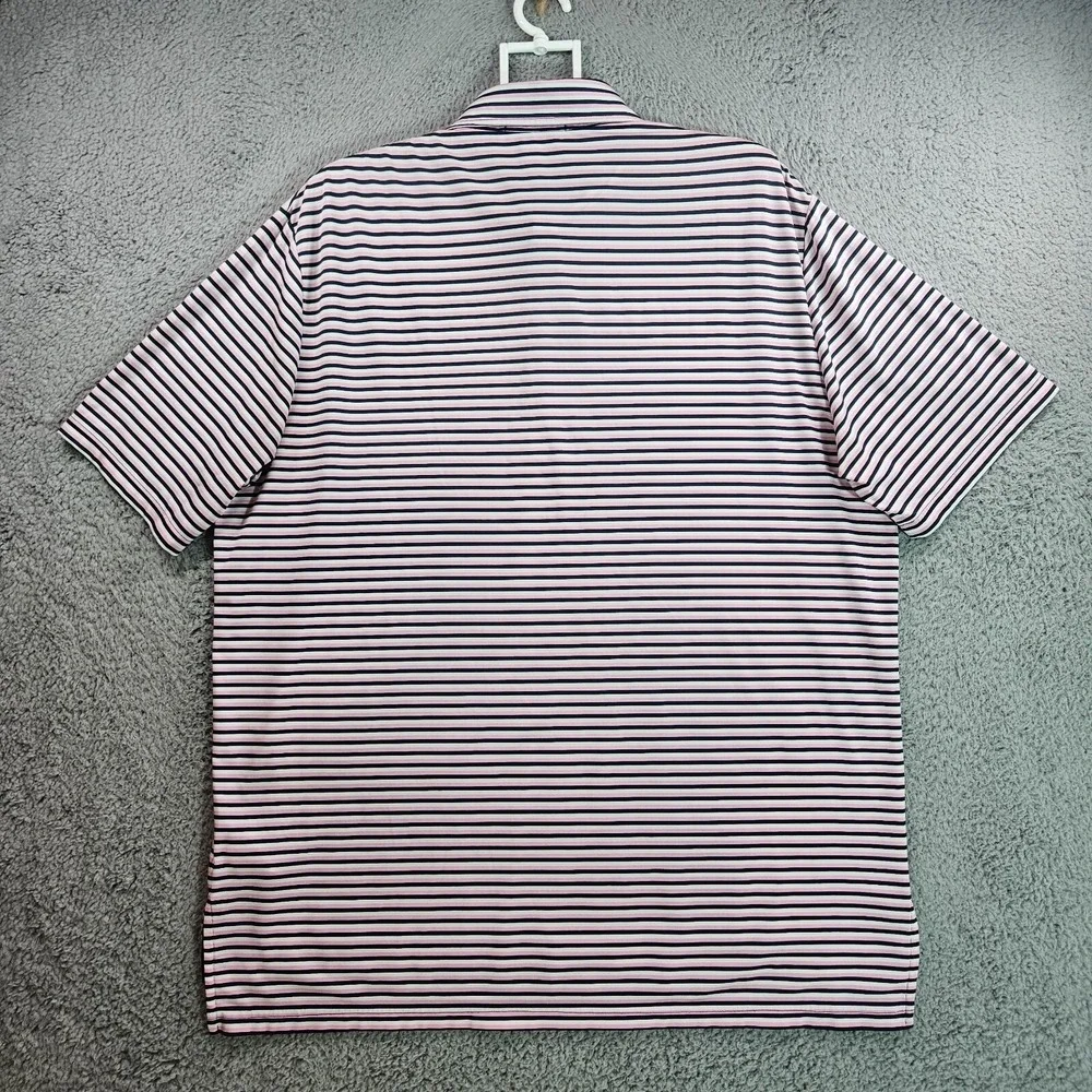 RLX Ralph Lauren Polo Shirt Men Size‎ XL Wicking Short Sleeve Pink Black Striped